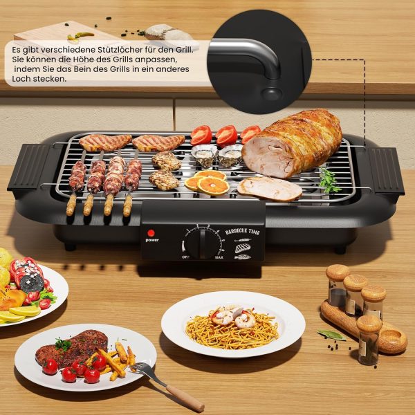 Electric BBQ Grill, Smokeless Non-Stick Indoor/Outdoor Barbecue Grill, - Image 5