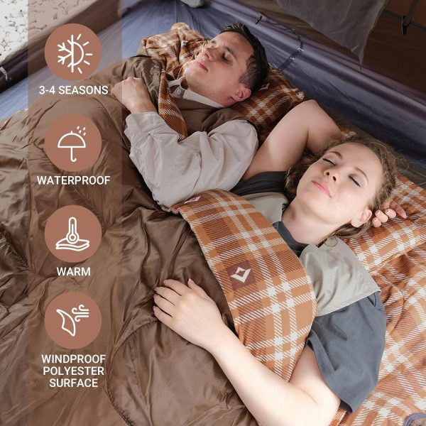 KingCamp Queen Size 2 Person Double Sleeping Bags with Pillows for Adults, - Image 5