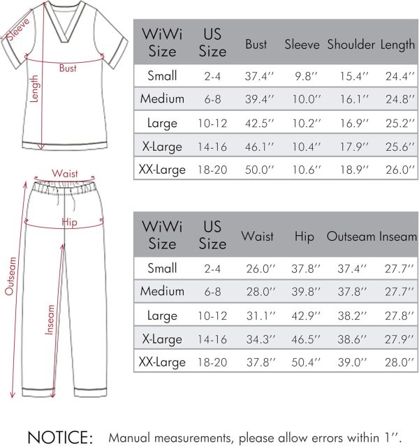 WiWi Viscose from Bamboo Womens Pajamas Set Soft V Neck Sleepwear Short - Image 6