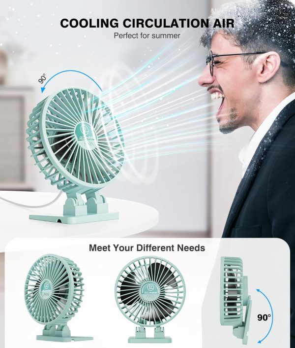JZCreater USB Desk Fan, Mini Fan Portable, 3 Speeds Desktop Table Cooling - Image 3