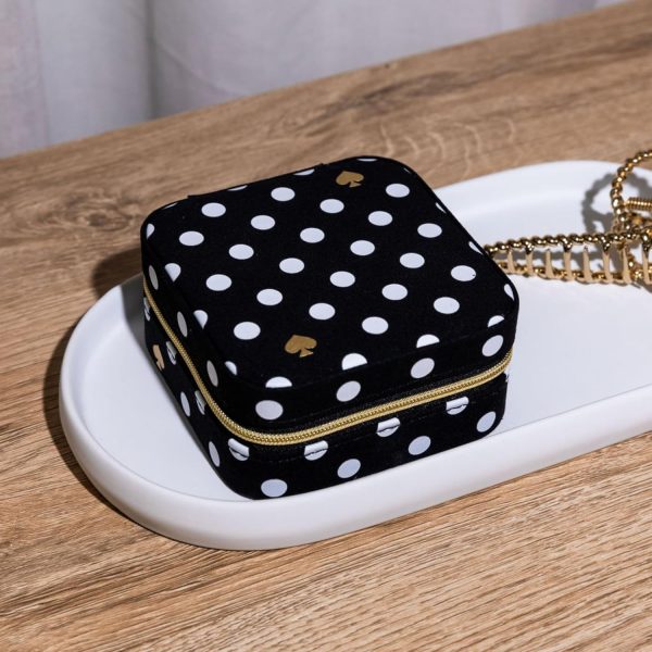 kate spade new york Small Travel Jewelry Case, Black Dotted Jewelry Box to - Image 7