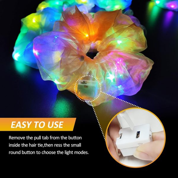 Light Up Scrunchies - Camping Gifts for Women & Girls - Neon, Glow in the - Image 3