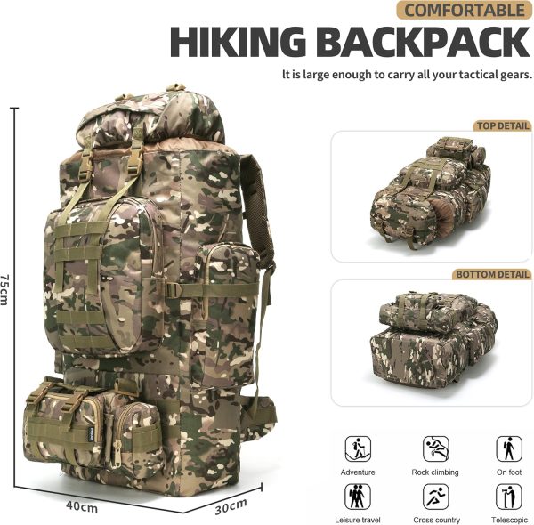 King'sGuard 100L Camping Hiking Backpack Molle Rucksack Military Camping - Image 5