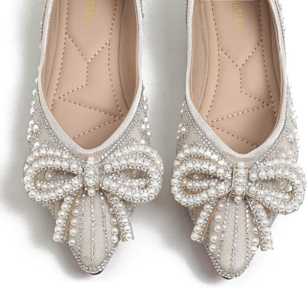 Flats Shoes Women Rhinestone Wedding Flats Pointed Toe Ballet Flat Shoe Low - Image 5