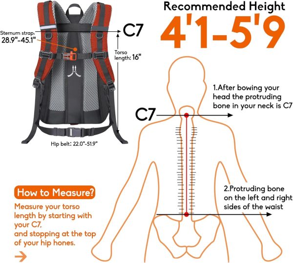 N NEVO RHINO Hiking Backpack 25L/35L Water Resistant Outdoor Day Pack, - Image 5
