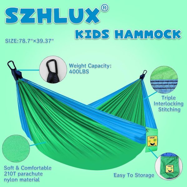 SZHLUX Kids Hammock - Kids Camping Gear, Camping Accessories with 2 Tree - Image 5