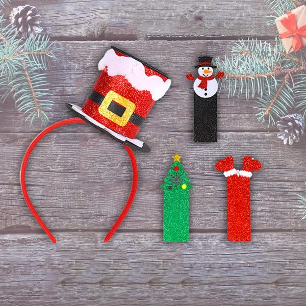 Christmas Headbands Christmas Hat Hair Accessories for Women Men Snowman - Image 3
