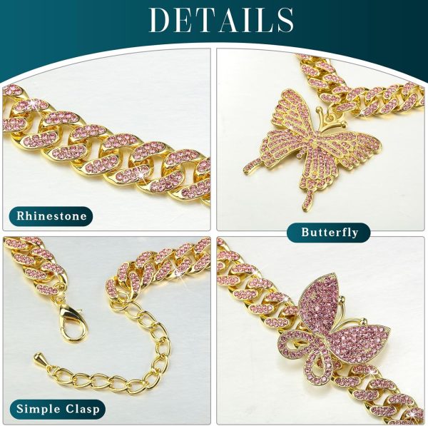 3 Pieces Butterfly Cuban Jewelry Set Cuban Link Chain Necklace for Women - Image 3