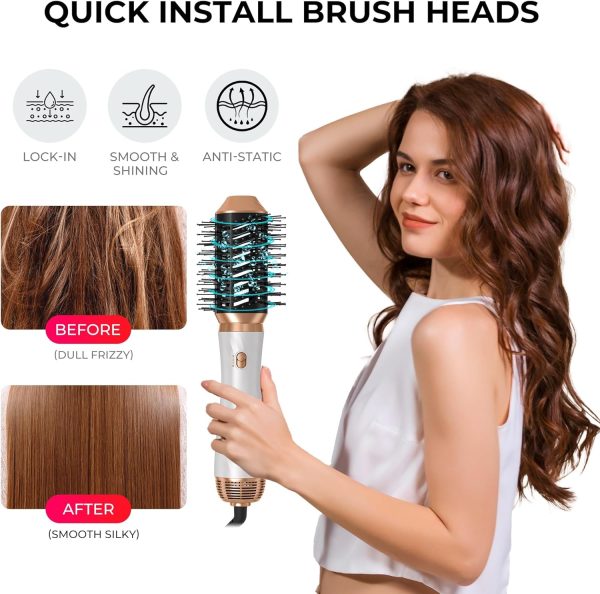 6 in 1 Blow Dryer Brush, Detachable Hair Dryer Brush Air Curler Air Styler - Image 3