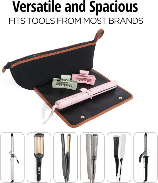Hair Tools Travel Bag with Heat Resistant Mat, Large Hot Tool Organizer Bag - Image 6