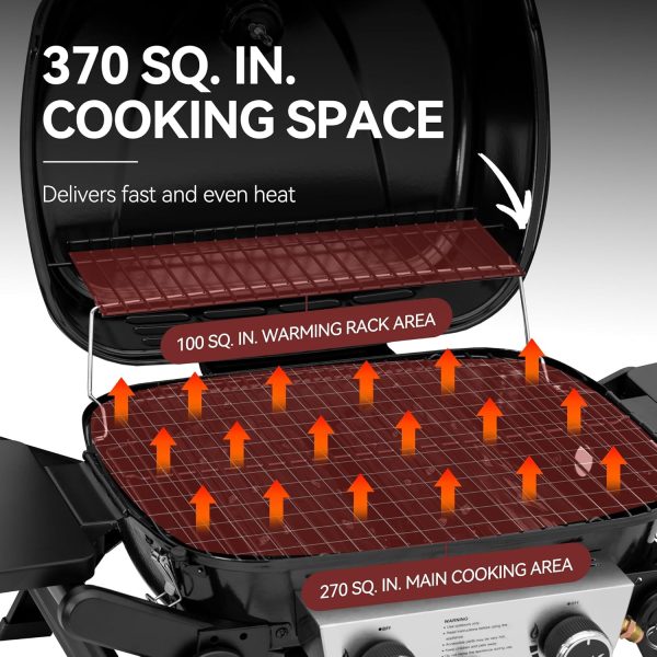 Royal Gourmet GT2005 2-Burner Portable Propane Gas Grill with Foldable Side - Image 7