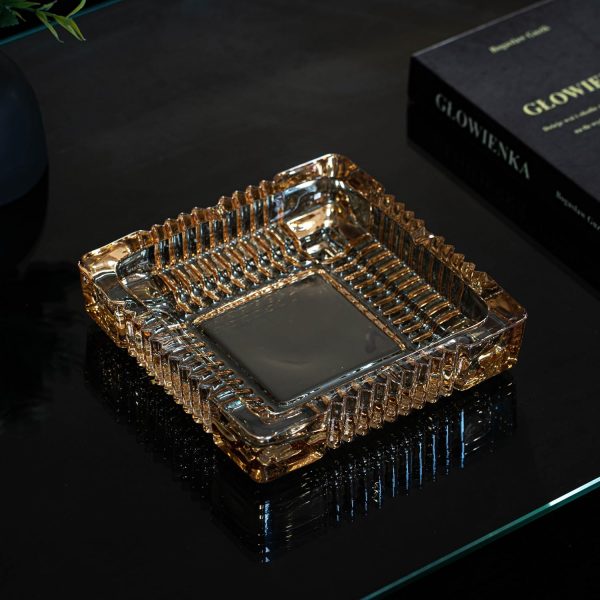 Basicwise Luxury Large Glass Ashtray with 4 Slots for Cigarettes and - Image 2