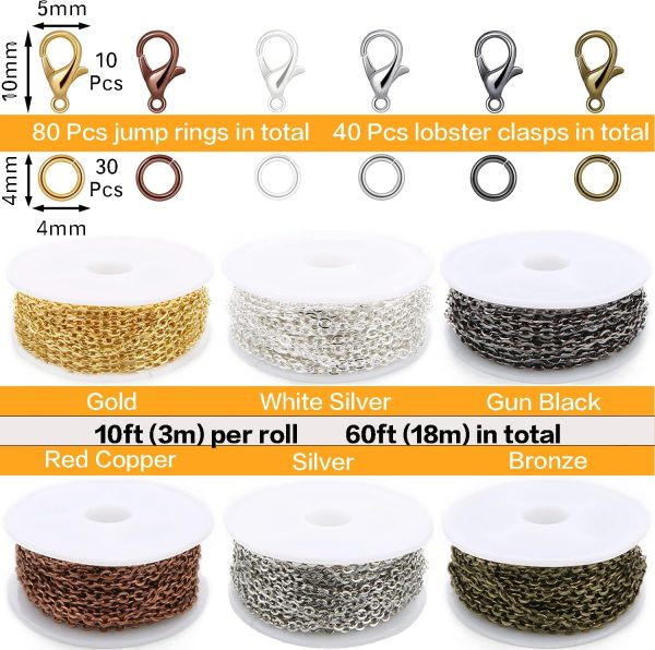 Jishi Chains Jewelry Making Supplies, 60ft Cable Link Chains for Making - Image 2