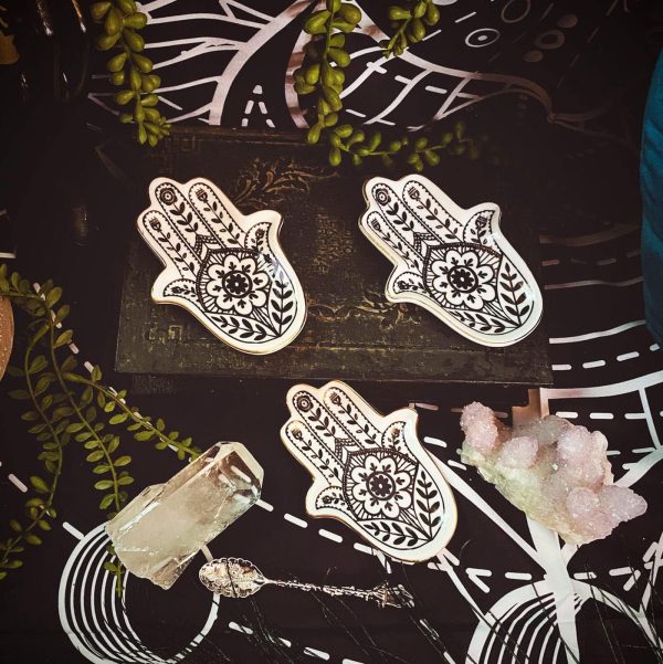 Jewelry Trinket Ring Dish Ceramic Hamsa Evil Eye Hand of Fatima Holder Key - Image 4