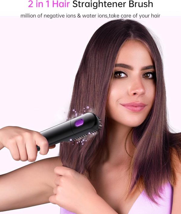 Hair Straightener Brush-Negative Ion Steam Straightening Brush with 3 Temp - Image 4