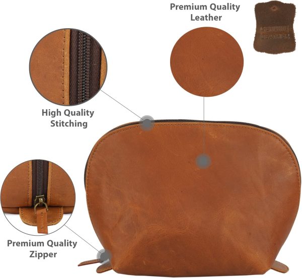 Leather Cosmetic Case, Travel makeup Bag, Leather Toiletry Bag, Luxury - Image 6