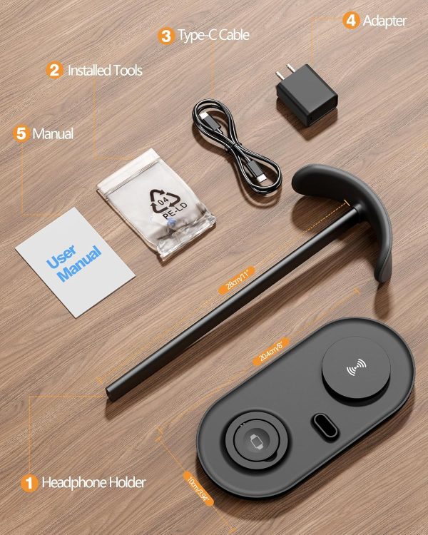 HiWe 3-in-1 Headphone Stand - Universal Desktop Gaming Headset Holder with - Image 8