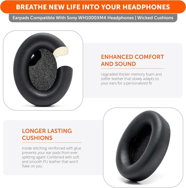 WC Wicked Cushions Extra Thick Earpads for Sony WH1000XM4 Headphones - Soft - Image 5