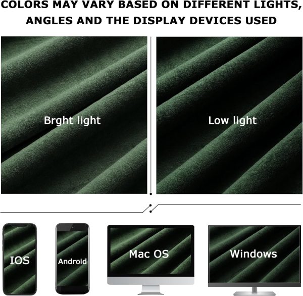 Dchola Dark Green Velvet Curtains for Bedroom Window with Back Tab, Super - Image 7