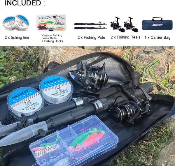 Fishing Rod Reel Combos, 2PCS 2.1m/6.89ft Collapsible Fishing Rods + 2PCS - Image 7
