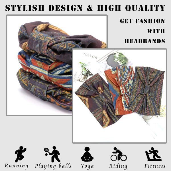 FULZTEY Boho Headbands for Women Wide Knotted Head Bands African Floral - Image 5