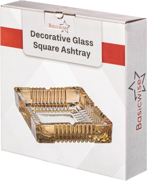 Basicwise Luxury Large Glass Ashtray with 4 Slots for Cigarettes and - Image 9