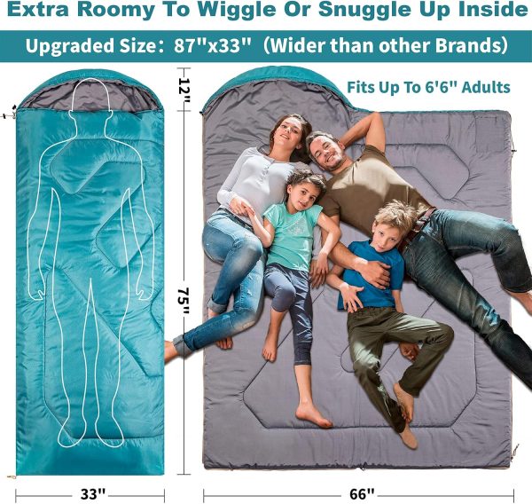 Sleeping Bags for Adults - 3 Season Warm & Cool Weather Sleeping Bag for - Image 2