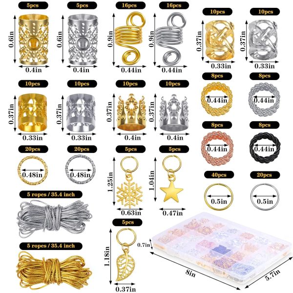 Jollidecor 259PCS Hair Jewelry Accessories for Women Braids, Hair Loc Wire - Image 2