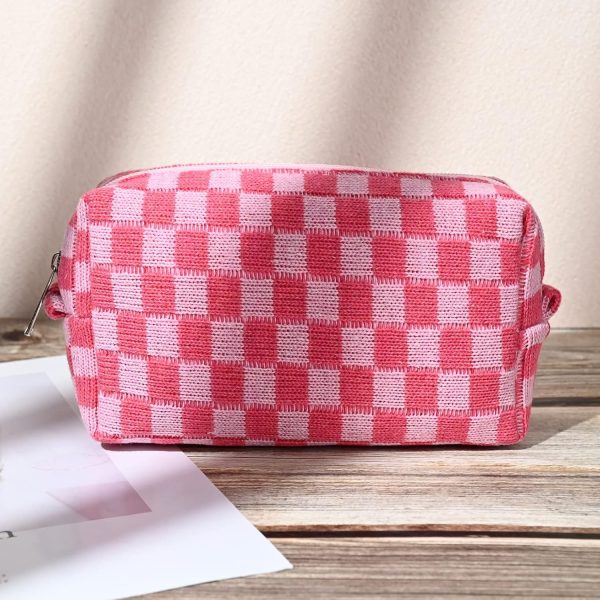 SOIDRAM 2 Pieces Makeup Bag Large Checkered Cosmetic Bag Capacity Canvas - Image 7