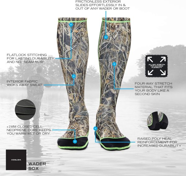 Wetsox Frictionless 1 MM Wader Socks | Slide In/Out of Boots/Waders | - Image 6