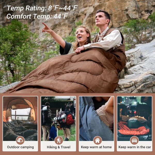 KingCamp Queen Size 2 Person Double Sleeping Bags with Pillows for Adults, - Image 4