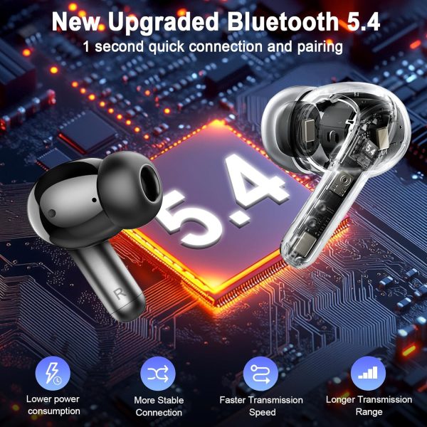 Wireless Earbuds, Bluetooth 5.4 Earbuds Hi-Fi Stereo Bass, 3.6g Mini Ear - Image 2