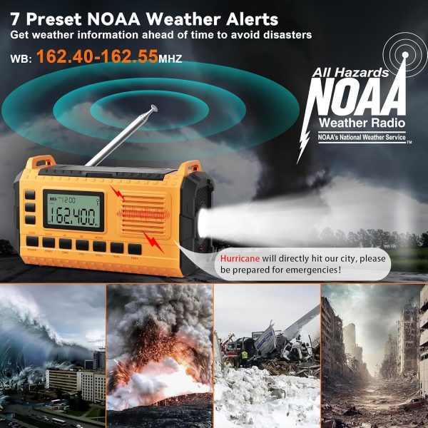 Emergency Weather Radio - AM/FM/NOAA Hand Crank Radio with 15W Fast Charge, - Image 2