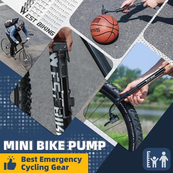 Bicycle Pump Mini Bike Pump - Aluminum Alloy Cycle Pump for Presta & - Image 7