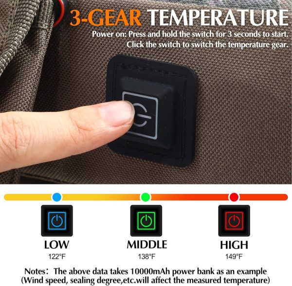 Waterproof Hunting Heated Seat Cushion with Backrest 3 Mode Adjustable Self - Image 3