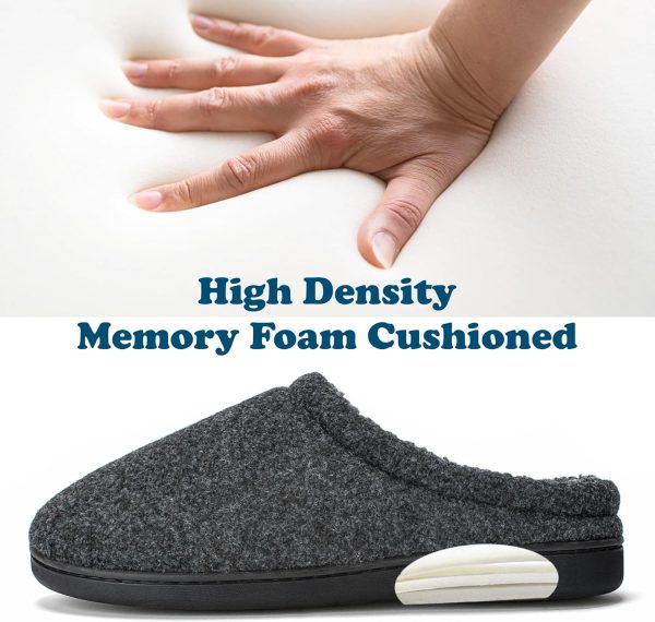 Memory Foam House Slippers for Men Indoor Outdoor Non-Slip Rubber Soles - Image 2