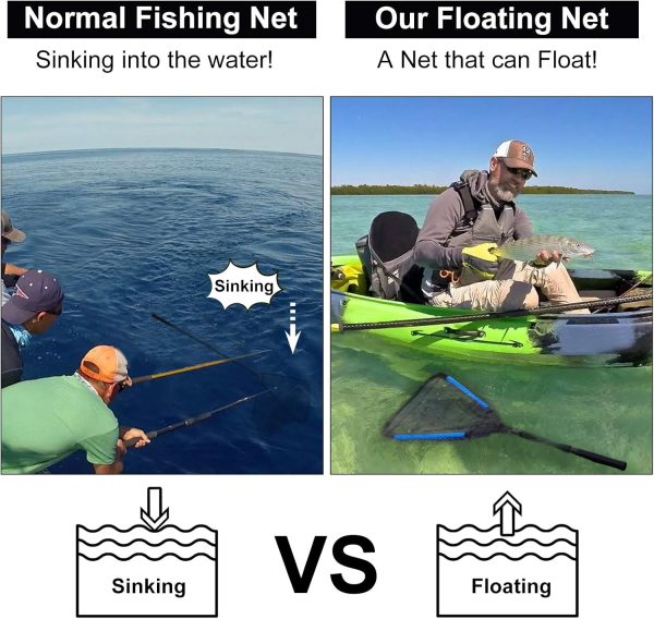 PLUSINNO Fishing Net Fish Landing Net, Foldable Collapsible Telescopic Pole - Image 4