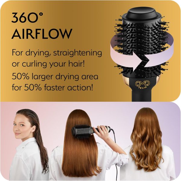 Professional Blowout Hair Dryer Brush, Black Gold Dryer and Volumizer, Hot - Image 5