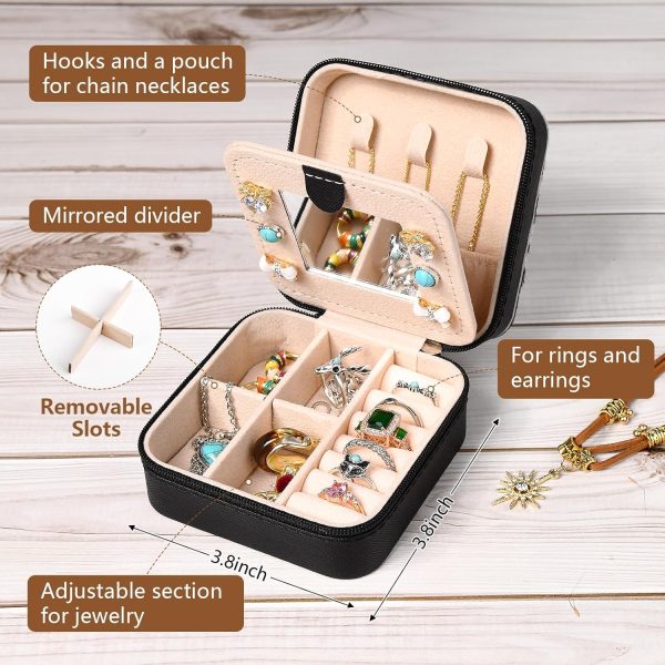 DEEKA Western Jewelry Box Case Real Leather Cow Print Cowhide Tooled Travel - Image 3