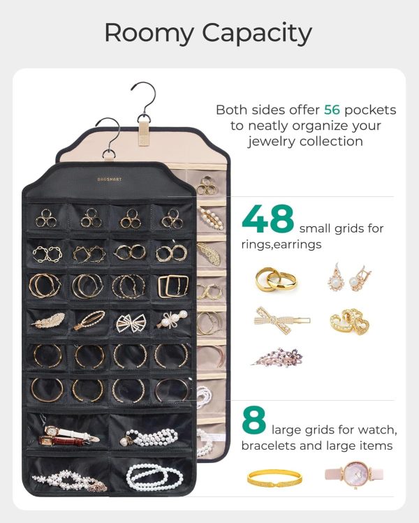 BAGSMART Earring Holder Organizer, Hanging Jewelry Organizer 56 Pocket - Image 2
