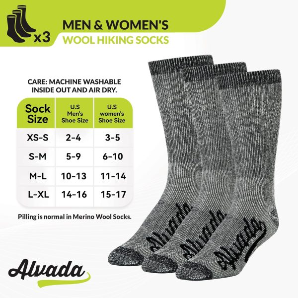 Alvada Merino Wool Hiking Socks Thermal Warm Crew Winter Boot Sock For Men - Image 4