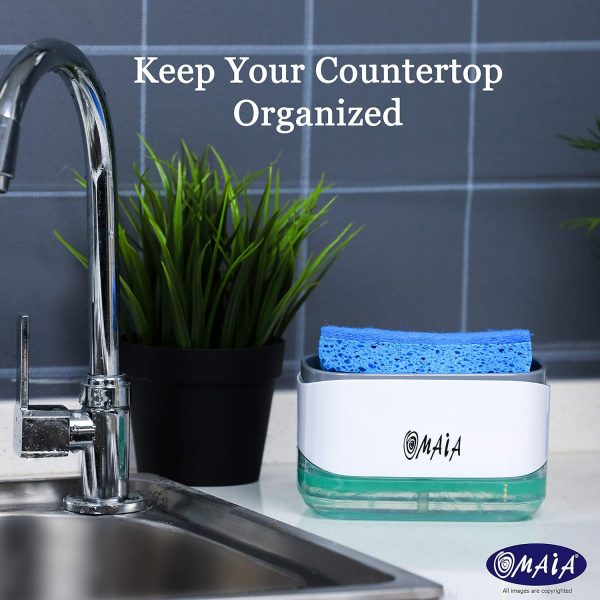 OMAIA 2-in-1 Dish Soap Dispenser with Sponge Holder - dishwashing Liquid - Image 6