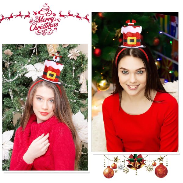 Christmas Headbands Christmas Hat Hair Accessories for Women Men Snowman - Image 6
