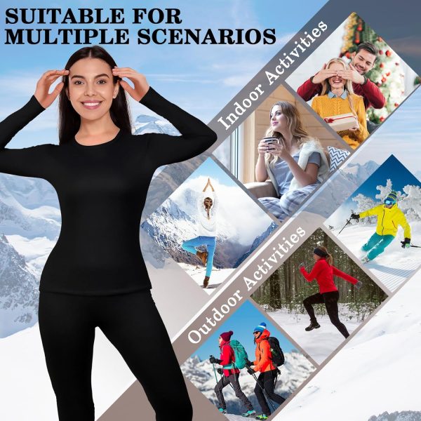 Patelai 2 Set Thermal Underwear Warm Fleece Lined Thermal Leggings and - Image 7