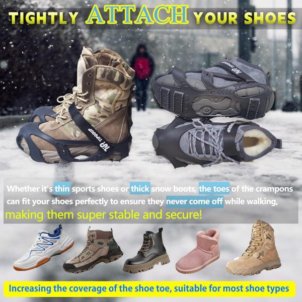Ice Snow Cleats for Shoes and Boots Non Slip Grippers Traction Cleats - Image 2