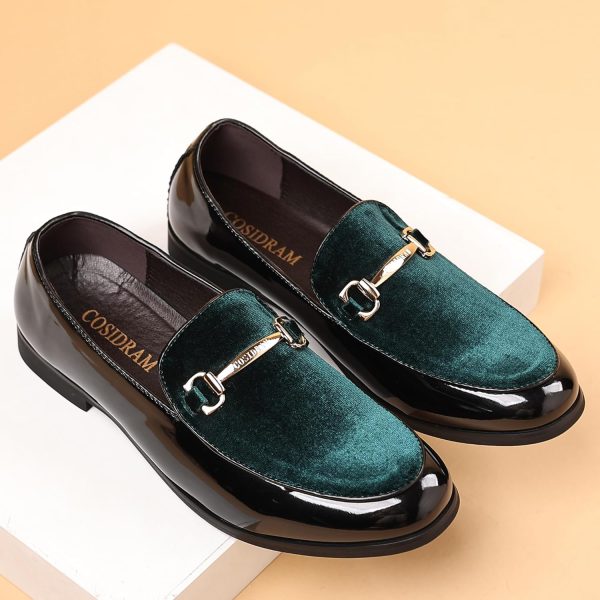 COSIDRAM Men's Casual Shoes Fashion Velvet Patent Leather Loafers Classic - Image 4