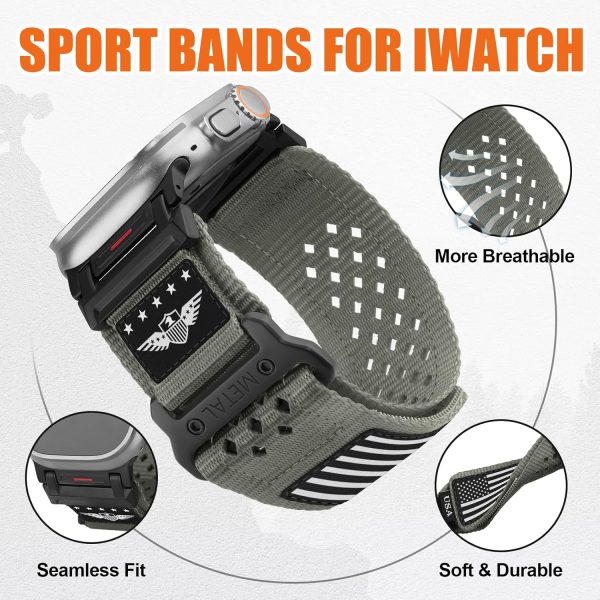 Rugged Nylon Band for Apple Watch Ultra 2 Bands for Men 49mm 46mm 45mm 44mm - Image 4