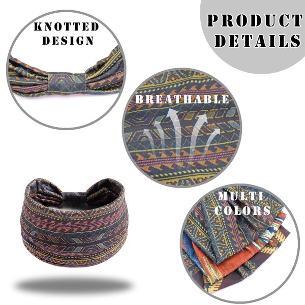 FULZTEY Boho Headbands for Women Wide Knotted Head Bands African Floral - Image 3