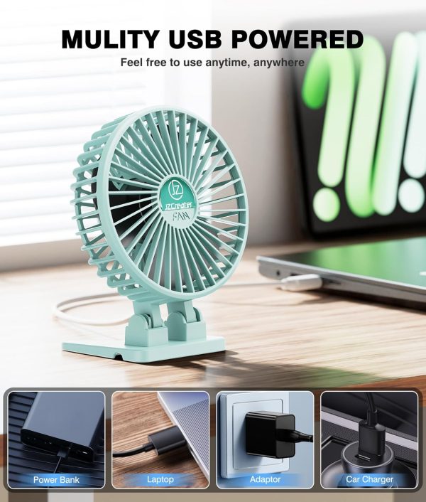 JZCreater USB Desk Fan, Mini Fan Portable, 3 Speeds Desktop Table Cooling - Image 5