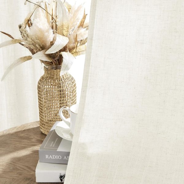 Joydeco Linen Curtains 2 Panel Set,Light Filtering, Ivory on Linen Curtains - Image 5